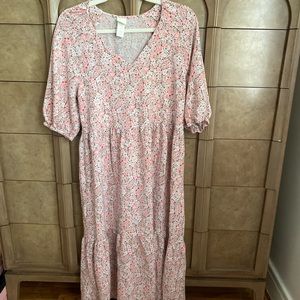 H&M Floral Tiered Midi Dress